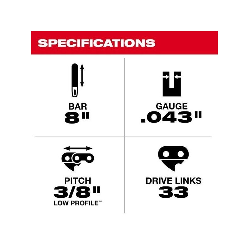 SHAFACE 49-16-2750 for Milwaukee 8 In. Replacement Chain For M18