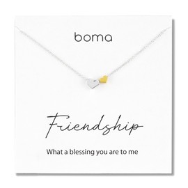 Boma Jewelry Sentiments Collection Friendship Sterling Silver Two Hearts with 14kt Gold Vermiel Necklace, 18 Inches