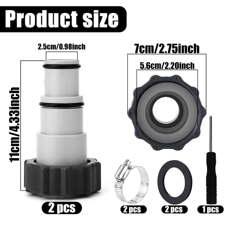 Uoimky Poolschlauch Adapter, 2 Stück Adapter A für Intex Pool