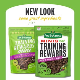 Pet Botanics 4 oz. Pouch Training Reward Mini Soft & Chewy, Duck and Bacon Flavor, with 200 Treats Per Bag, The Choice of Top Trainers