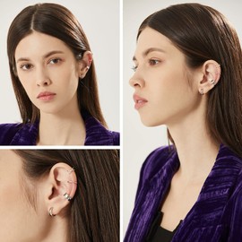 Suplight 925 Sterling Silver Non Piercing Cuff Earrings Pack, Ear Cuff Helix Cartilage Clip On Wrap Earrings for Women