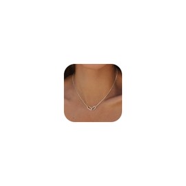 LOLIAS 14K Gold Pendant Necklace for Women Paperclip Interlocking Choker Necklaces CZ Necklaces for Women Silver Infinity Pendant Necklace Oval Necklaces Eternity Jewelry for Women Girls