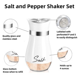 Pack of 2 Salt and Pepper Set(White),a Small Brush and a Funnel