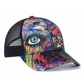 Quanhaigou Trucker Hat - Mesh Snap Back - Unisex Adjustable Baseball Cap - Outdoor Hats for Men Women (Blue Eye)