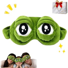 3D Frog Sleep Mask, Frog Eye Mask for Sleeping Adjustable Eyelids, Comfortable Elastic Straps for Home Office Travel (1)