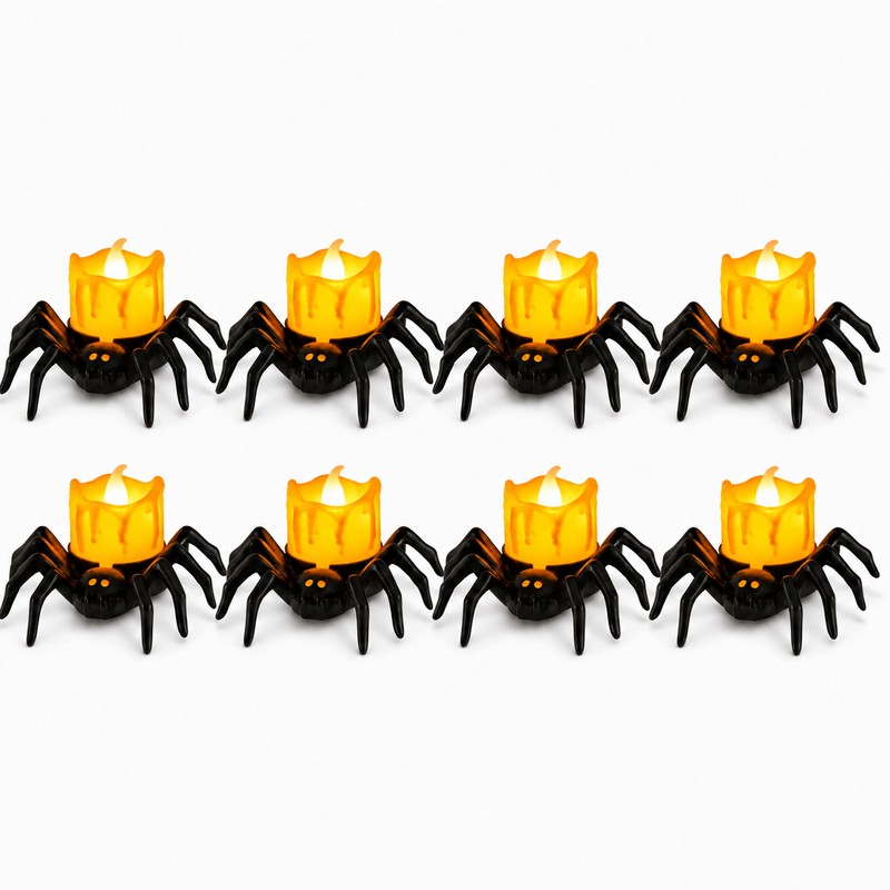 Halloween LED Spider Pumpkin Candle Light – Plastic Lamp for
