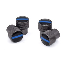 Police Universal Valve Stem Caps - Black Chrome Knurling