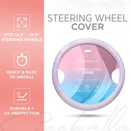 Carbella Purple Holo Bling Steering Wheel Cover, Standard 15 Inch Size Fits Most Vehicles, Cute Shiny Crackle Car Steering Cover with Holographic Foil Glitter Like Detail, Car Accessories for Women