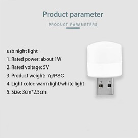 USB Lights by Night, Mini LED Bulb, Plug-in, Warm White, Compact, Ideal for Bedroom, Bathroom, Nursery, Hallway, Kitchen Car USB Atmosphere Light (4 White Light + 4 Warm Light)