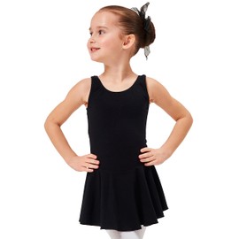 tanzmuster Nora Girls' Sleeveless Ballet Dress Size 92-170 Cotton Ballet Bodysuit Children's Ballet Jersey, black