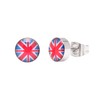 Stainless Steel British Flag Section Button Stud Earrings