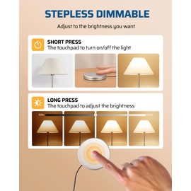 DEWENWILS 2 Pack Touch Dimmer Switch, Plug and Play Lamp Touch Control Pad, Touch Lamp Switch, Full Range Dimmer, Dimmable LED/CFL Lights, Incandescent Bulbs, Extension Cord Dimmer, ETL Listed, Black