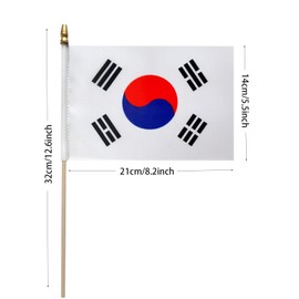 GSYLPFT 12 Pack South Korea Flags on Sticks Korean Small Mini Hand Held Flags for Office Classroom Holiday Party Decorations
