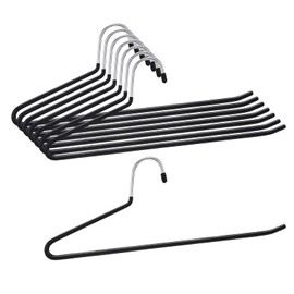 HOSUR Pants Hangers, Pants Hangers, Non-slip, Set of 8, For Slacks, Single Pants, Non-Tracing, For Denim Applications, Long Skirt Hangers, Space Saving, Durable, Black