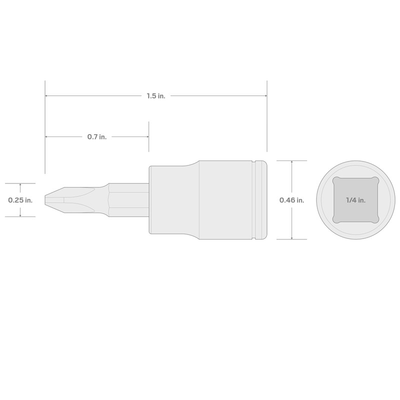 TEKTON 1/4 Inch Drive x #2 Phillips Bit Socket |