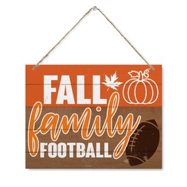 Fall Wooden Hanging Plaque Sign, Fall family football Door Decorations, Football Autumn Sign, Rustic Wood Farmhouse Porch Decor, Farmhouse Home Wall Window Porch Decor, Housewarming Gift 7.8 * 10 In