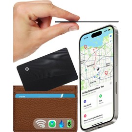 OLIVIC (2025) - Wallet Finder Tracker, Ultra Slim Card, Rechargeable, (iOS Only) Waterproof IP67, Wireless Charging Compatible, Locator, Global Tracker for Luggage Tags, Passports. (1 Pack - Black)