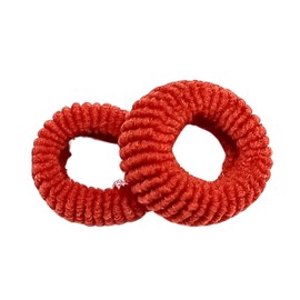Large Cotton Seamless Ponytail Holders - Hair Elastics for Thick, Heavy and Curly Hair Pack of 2 (red)