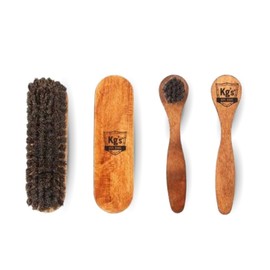 Kg’s Shoe Shine Brush and Applicator Set – Horsehair Shine Brushes and Polish Applicators with Durable Wooden Handles, Great Addition to Any Shoe Polish Kit or Shoe Cleaner Kit (Set of 4)