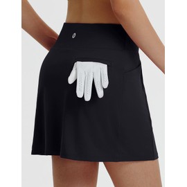 baleaf Women's Golf Skorts Skirts High Waisted Stretchy Tennis Skirt with Short 5 Pockets Athletic Casual Black S
