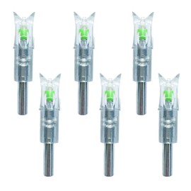 6PCS Lighted Nocks for Crossbow Bolts with 0.300"/ 7.62mm Diameter,Screwdriver Included (Green)