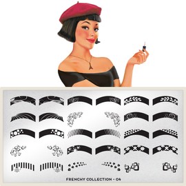 MoYou -London Frenchy Collection Stamping Plate | Frenchy Collection Nail Design Stencils Nail Art Manicure Pedicure (Frenchy 04)