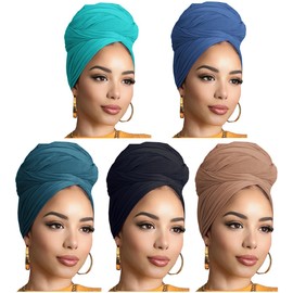 Head Wraps for Black Women Breathable Headwraps Scarf Long Hair Wraps Soft Wide Headbands Headscarves for Locs 5PCS