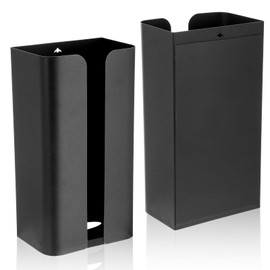 2 Pcs Magnetic Plastic Bag Holder Magnetic Grocery Bag Storage Organizer Wall Mount Plastic Bags Dispenser Wide Opening Dispenser Fingerprint Resistant Smudge Proof Saver for Pantry (Black)