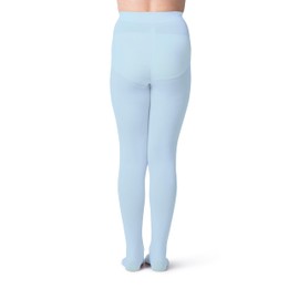 Silky Toes Girls' Opaque Microfiber Tights (1 Pair) Black White or Colored Nylon Stockings for Kids and Toddlers Every Size (Light Blue 1pk, 12-14)