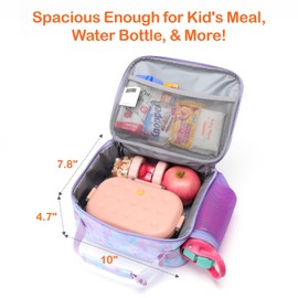 Bagseri Lunch Bag for Girls - Kids Lunch Box for Girls Reusable Leak-Proof and Insulated Kids Lunch Bag Toddler Lunch Box for Daycare and School, Glitter Purple Tie-dye (Water Bottle Not Included)