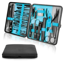 Set de Manicura y Pedicura, 36 en 1 Kit de Manicura y Pedicura Profesional Acero Inoxidable, Manicura Set para Manicura y Pedicura Piel Limpia, Kit de Viaje y Aseo para Hombres y Mujeres, Azul