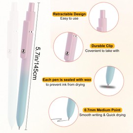 5 PCS Gel Ink Pens, 0.7mm Medium Tip Black Ink Roller Ball Pens, Fine Point Smooth Writing Pens, Aesthetic Ballpoint for Journaling School Office Supplies, Gifts for Women Men