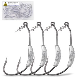Weighted Fishing Hooks,Weedless Swimbait Hooks with Twistlock Centering Pin,Soft Plastics Worm Fishing Hooks for Saltwater Freshwater Bass Trout (20pcs,5.25g)