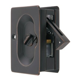 Premium Quality Mid-Century Pocket Door Privacy Lock Set in Oil-Rubbed Bronze