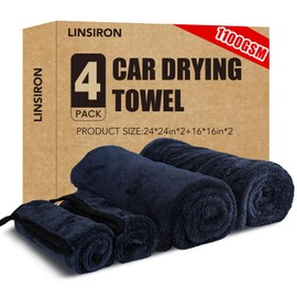 4-Pack 1100 Gsm Car Exoforma Drying Towels Detailing(35*24in*2+16*16in*2),Blackline Dual Sided Microfiber Towels For Cars,Super Absorbent Scratch-Free,No Water Spots,for SUVs, RVs, Trucks