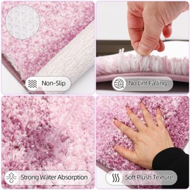 iMucci Bathroom Accessories Light Purple Bathroom Sets with Shower Curtain and Rug, Light Purple Ombre Waterproof Shower Curtain with Ultra Absorbent Rug Bathroom Accessories Set for Home