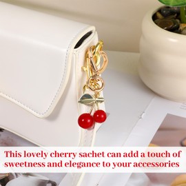 LIQWEI 2Pcs Cherry Charm Keychain, Cherry Keychain for Purse, Aesthetic Cherrys Bag Charm Small Cherrys Keychains Accessories for Women for Purses, Birthday Christmas Gifts