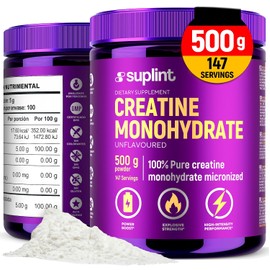 Сreatin Monohydrate Powder 500 g - 147 Servings - 100% Pure Creatine Monohydrate - Creatine Micronised Quality - Vegan, GMO Free - Sports Nutrition for Strength, Muscles & Regeneration