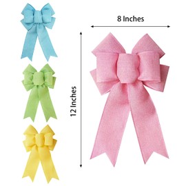Easter Bow for Decoration, Pastel Gift Bows, Spring Rustic Bows for Wreaths, Lantern Bow, Easter Basket Bow, 4 Pcs (Easter)