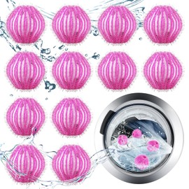 Pack of 12 Lint Balls Washing Machine, Pet Hair Remover Washing Machine, Lint Ball for Washing Machine, Reusable Pet Hair Remover, Anti Lint Balls Washing Machine for Removing Pet Hair Lint, Pink