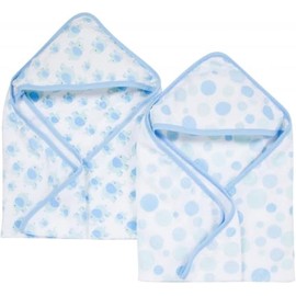 Baby Hooded Bath Towel - Super Soft Terry Cloth with Muslin Hood - Naturally Absorbent for Quick Drying - Gentle, Durable, & Long-Lasting - Perfect for Newborns & Infants (Elephants, 2-Pack)