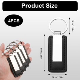 Vidsmow 4PCS Black Leather Keychain with Metal Key Ring,Stylish Key Fob Holder for Car Keys, House Keys,Unisex Leather Keyring for Men and Women,Durable Key Chain Gift for Drivers, Office, Bags