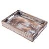 ExoLiry Rustic Whitewashed Wood Food Serving Tray Cutout Carrying Handles