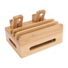 Bamboo Charging Station Multifunction 5 Ports Charging Station Rack for