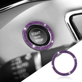 Bling Car Crystal Rhinestone Ring Emblem Sticker, Push to Start Button Cover/Sticker, Key Ignition Starter & Knob Ring, Car Interior Decoration Bling Car Accessories for Women