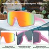 FEISEDY Sports Sunglasses, Polarized Oversized Shield for Women Men Youth,