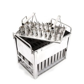 Stainless Steel Ice Cream Molds, Commercial Ice Pop Molds 30PCS Metal Ice Lolly Pops Molds Ice Cream Maker Mold Stick Holder with Lid Single Cup Capacity 112g-Round Head Plate