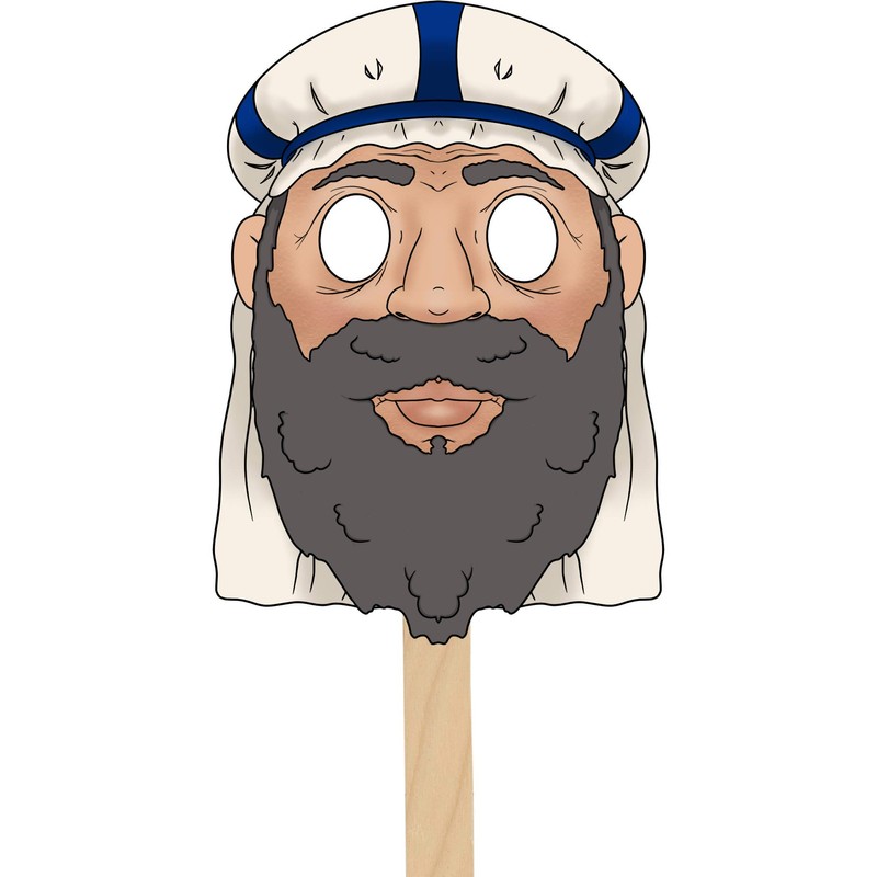The Dreidel Company Passover Character Masks, Laminated Pesach Stick Puppets