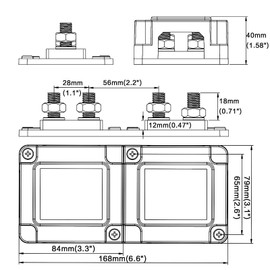 jamgoer 600A Bus Bar 12V Waterproof Power Distribution Block Heavy Duty with 4 x M10(3/8") Terminal Studs Module Design for Automotive RV Car Marine Truck Boat