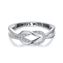 Senpotly 925 Sterling Silver Love Knot Ring for Mother and Daughter Square Knot Ring for Couple Friendship Kont Rings Mother's Day Birthday Valentine's Day Christmas Jewelry Gifts for Women (5)